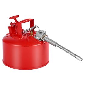 Safety Gas Can, 2.5 Gallon Type II Red Safety Can for Gasoline with Stainless Steel Flame Arrester, Self-Closing Lid & Flexible Metal Spout