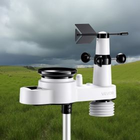5-in-1 Wireless Weather Station 7.5 In Display Indoor Outdoor Thermometer Sensor (Options: White)