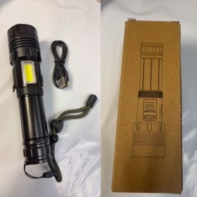 LED Rechargeable Torch 10,000 Lumens, Very Bright Flashlight, Flashlight, USB, 4 Light Modes, Zoomable, IPX4 Waterproof For Camping (Options: Black)
