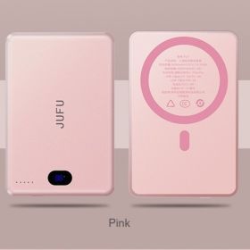 Adaptable To The Whole Scene With Magnetic Wireless Power Bank, A Savior For Travel And Office, Magnetic Charging In Seconds, Portable, Small And (Options: Pink)