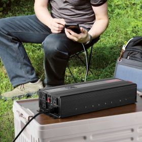 Pure Sine Wave Inverter, 3000 Watt, DC 12V To AC 120V Power Inverter With 2 AC Outlets 2 USB Port 1 Type-C Port, LCD Display And Remote Controlle (Options: Black)