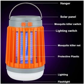 Solar USB Mosquito Killer Light Electronic Fly Bug Insect Zapper Trap Pest Lamp (Options: Orange)