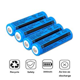 4Pcs Battery 3.7V Rechargerable Li-ion 3000mAh 18650 Batteries For Torch Flashlight Laser Headlamp (Options: 4Pcs)