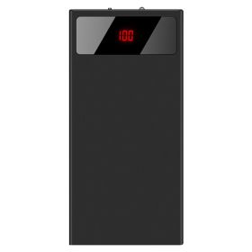 1Pc 20000mAh Power Bank Ultra-thin Phone Charger Dual USB Port Flashlight Battery Remain Display (Options: Black)