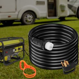 30Ft 50 Amp Generator Extension Cord STW 6/3 + 8/1 Generator Cord 125V 250V Generator Power Cord N14-50P & SS2-50R & CS6364 Twist Lock Connectors (Options: Black)