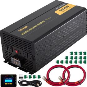 Power Inverter, 5000W Modified Sine Wave Inverter, DC 12V To AC 120V Car Converter, With LCD Remote Controller, LED Indicator, AC Outlets Inverte (Options: Black)