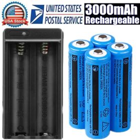 Li-ion Battery&Charger 3000mAh 3.7V Rechargeable Batteries US Plug For Torch Flashlight (Options: 4pcs charger)