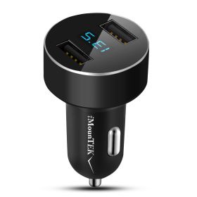 Universal 15W-3.1A Dual USB Car Charger Adapter Aluminum Alloy Fast Car Charging Adapter For IOS Phone XR XS Tablet PC (Options: Black)