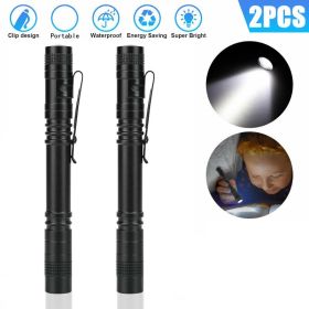 Tactical Flashlight Small LED Torch Light Mini Super Bright Penlight Work Light (Options: 2PCS)