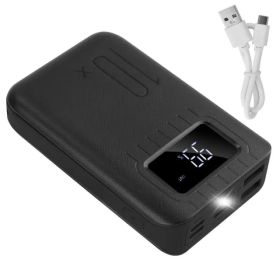 Portable Power Bank External Battery Pack Charger Dual USB (Options: Black)