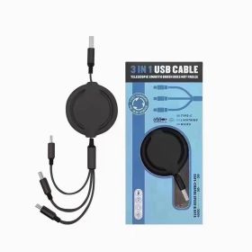 Three-in-one Mobile Phone Data Cable, Free Switching Of Interfaces, Multi-device Charging Is Super Convenient. (Options: Black)