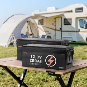 2 Pack 12V 280Ah Deep Cycle LiFePO4 Battery BMS Lithium Iron Phosphate Battery (Options: Black)