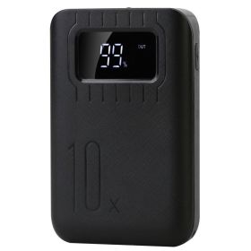 1Pc 1W MAh Portable Power Bank External Battery Pack Charger Dual USB Charge Interface With LCD Display Flashlight Type C Micro USB Lightning Inp (Options: Black)