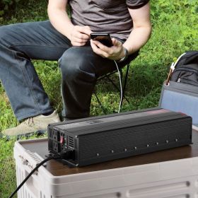 Modified Sine Wave Inverter, 3000Watt, DC 12V To AC 120V LCD Display Power Inverter With 3 AC Outlets 2 USB Port 1 Type-C Port 10 Spare Fuses, Fo (Options: Black)