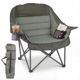 Green Heavy-Duty Folding Camping Chair, PVC Coated 600D Oxford Fabric, X-Shaped Metal Frame & Non-Slip Foot Pads (Options: defaulttitle)