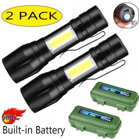 LED Telescopic Flashlight Military Torch USB Rechargeable Pen Light For Camping (Options: 2packs)