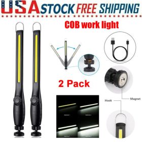 LED USB Rechargeable Work Light Magnetic Flashlight Flexible Cordless Torch Automotive Inspection Emergency Light 2 PACK (Options: 2PCS)