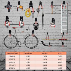 Upgraded 12-Piece Heavy Duty, Utility Steel Garage Storage Hooks, Wall Mount Garage Organizers And Hangers For Organizing Power Tools, Ladders, B (Options: YW066)