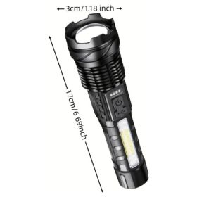 LED Super Powerful Rechargeable Torch Flood Light,Focus Adjustable Water Resistant Handheld Light For Outdoor Camping, Fishing, Hunting, Climbing (Options: Black)