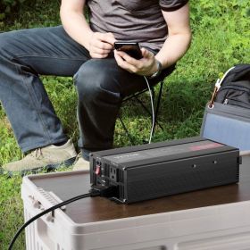 Pure Sine Wave Inverter, 1000 Watt, DC 12V To AC 120V Power Inverter With 2 AC Outlets 1 USB Port 1 Type-C Port, Remote Control For Small Home De (Options: Black)