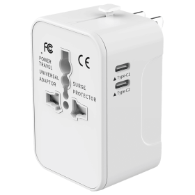 Travel Adapter Worldwide All In One International Power Adapter Universal Adapter Plug With 2.1A Dual USB Charging Ports For Asia Europe UK AUS A (Options: White)