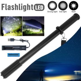Baseball LED Flashlight Rechargeable Torch Spotlight Emergency Security Work Light 3 Lighting Modes 3500000LM (Options: Black)