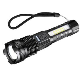 Rechargeable LED Flashlight Tactical Torch Police Super Bright Work Light Camping Lamp 3 Lighting Modes  USB Charging (Options: Black)