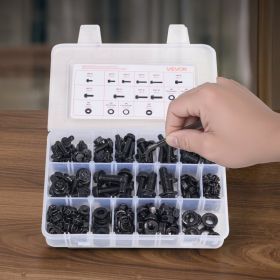 280 Pcs Bolts Nuts Assortment Kit Metric Alloy Steel M6 M8 M10 (Options: Black)
