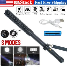 Baseball LED Flashlight Zoom Rechargeable Torch Spotlight Emergency Security Work Light 3 Lighting Modes 3500000LM (Options: Black)