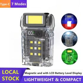 Mini Pocket LED Flashlight Magnetic USB Rechargeable Torch Work Light Belt-Clip (Options: 1Pc)