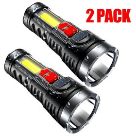 LED Flashlight Torch Rechargeable Work Light Built-in Battery (Options: 2PCS)