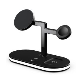 4 In 1 Aluminum Alloy Magnetic Wireless Charger Stand (Options: Black)