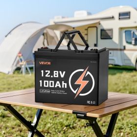 12V 100Ah Deep Cycle LiFePO4 Battery BMS Lithium Iron Phosphate Battery For RV (Options: Black)