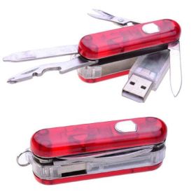 Swiss Army-Inspired Pocket knife With 16 GB USB Drive (Color: SOLID WHITE)