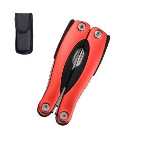 "Outdoor Multi-Function Pliers - Complete Camping/Hiking Tool with Protective Sheath" (Color: Red camping outdoor)