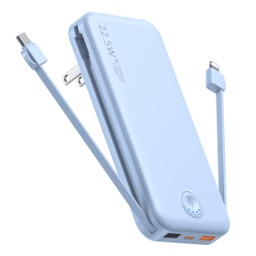 12000mAh Portable Power Bank with Built in Cables Mobile Phone Portable Charger Power Phone Charger Backup Battery for IPhone,Andriod Phone (Color: Blue)