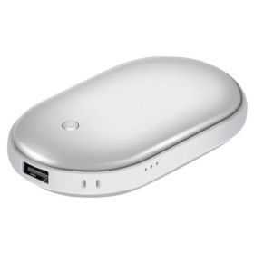 Portable Hand Warmer 5000mAh Power Bank Rechargeable (Options: Silver)