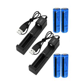 Li-ion Battery&Charger 3000mAh 3.7V Rechargeable Lithium Batteries USB Charger For Torch Flashlight (Options: 2PACK)