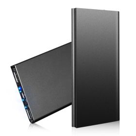 20000mAh Power Bank Ultra-thin External Battery Pack Phone Charger Dual USB Port (Options: Black)