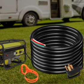 30Ft 50Amp Generator Extension Cord 6 Gauge STW 6/3+8/1 Generator Cord Generator Power Cord N14-50P To Bare Wire Cut Wire Cord Extension Power Co (Options: Black)