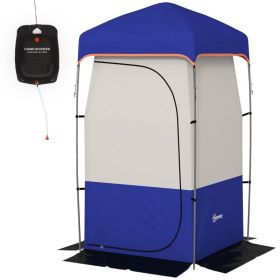 Camping Shower Tent, Portable Privacy Shelter with Solar Shower Bag, Removable Floor and Carrying Bag, Blue (Options: Blue-730x170x170 mm)