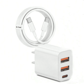 Charger Cable - Portable, Durable, Essential For Charging Compatible With Multiple Devices And Ensures Device Safety. (Options: White)