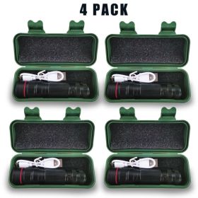 LED Flashlight USB Rechargeable Tactical Zoom Torch Powerful Mini Pen Light Work Light For Camping (Options: 4Pcs)