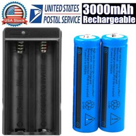 Li-ion Battery&Charger 3000mAh 3.7V Rechargeable Batteries US Plug For Torch Flashlight (Options: 2pcs charger)