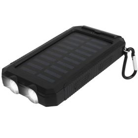 1Pc 1W MAh Solar Power Bank External Battery Pack Dual USB Interface Outdoor Charger With Battery Indicators SOS LED Lights Compass Camping (Options: Black)